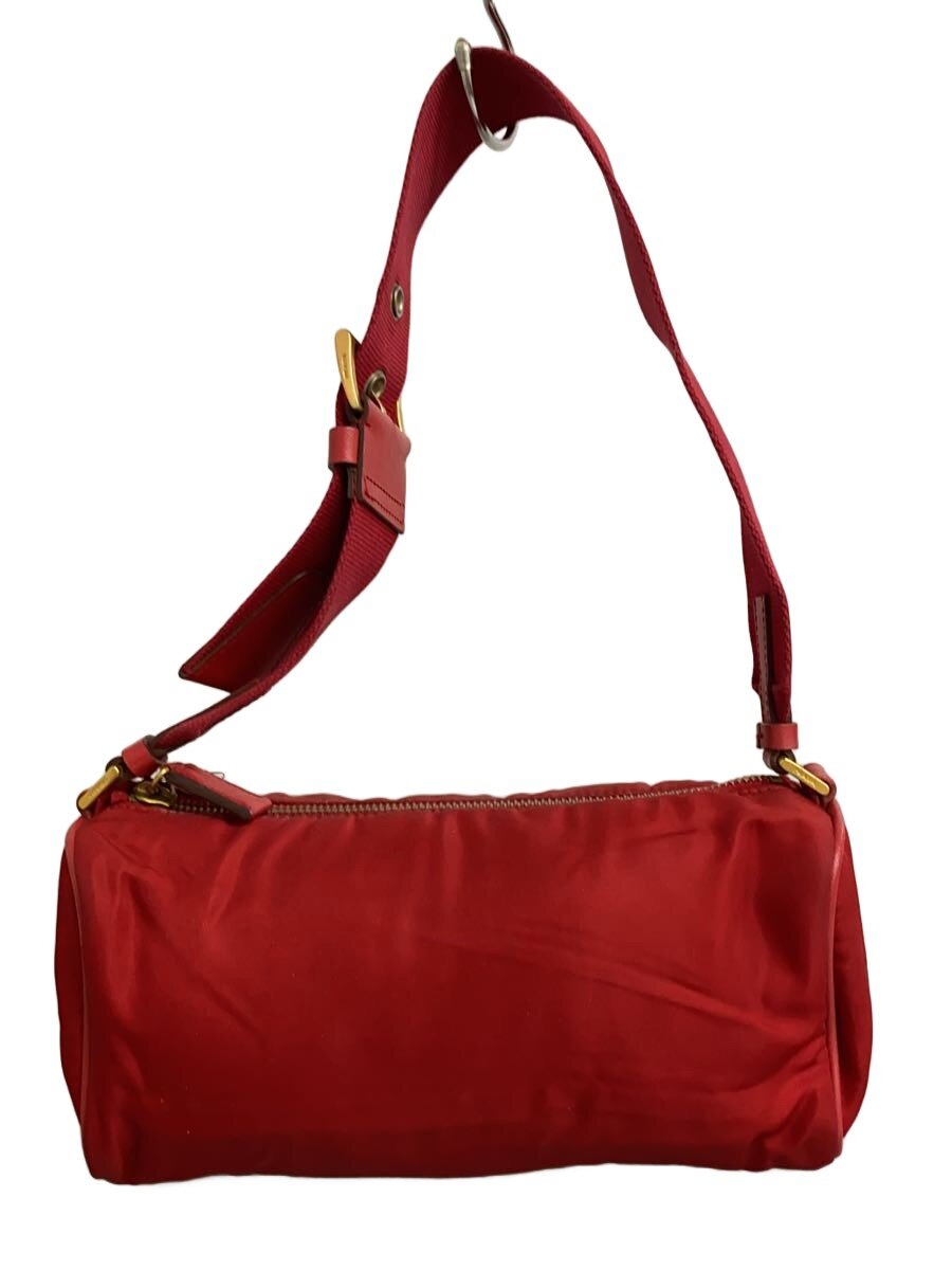 【中古】PRADA◆ショルダーバッグ/ナイロン/RED/無地/赤いこと【御徒面子】