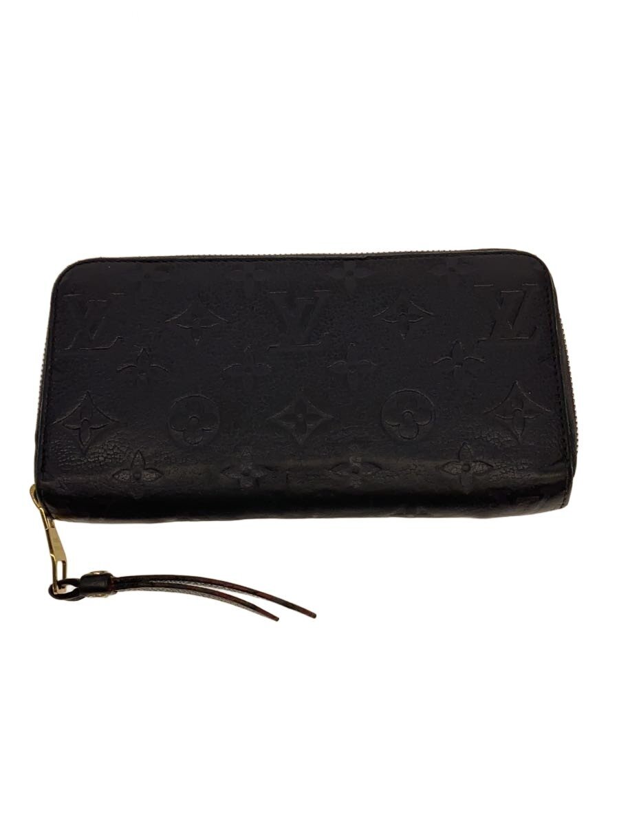 【中古】LOUIS VUITTON◆ジッピー・ウォレット_モノグラム・アンプラント/レザー/NVY/レディース【服飾雑貨他】