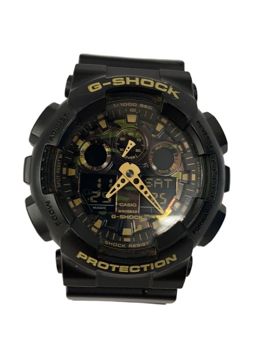 【中古】CASIO◆石英ウオッチ・G-SHOCK/デジアナ/天然ゴム/BLK/BLK【服飾雑貨他】