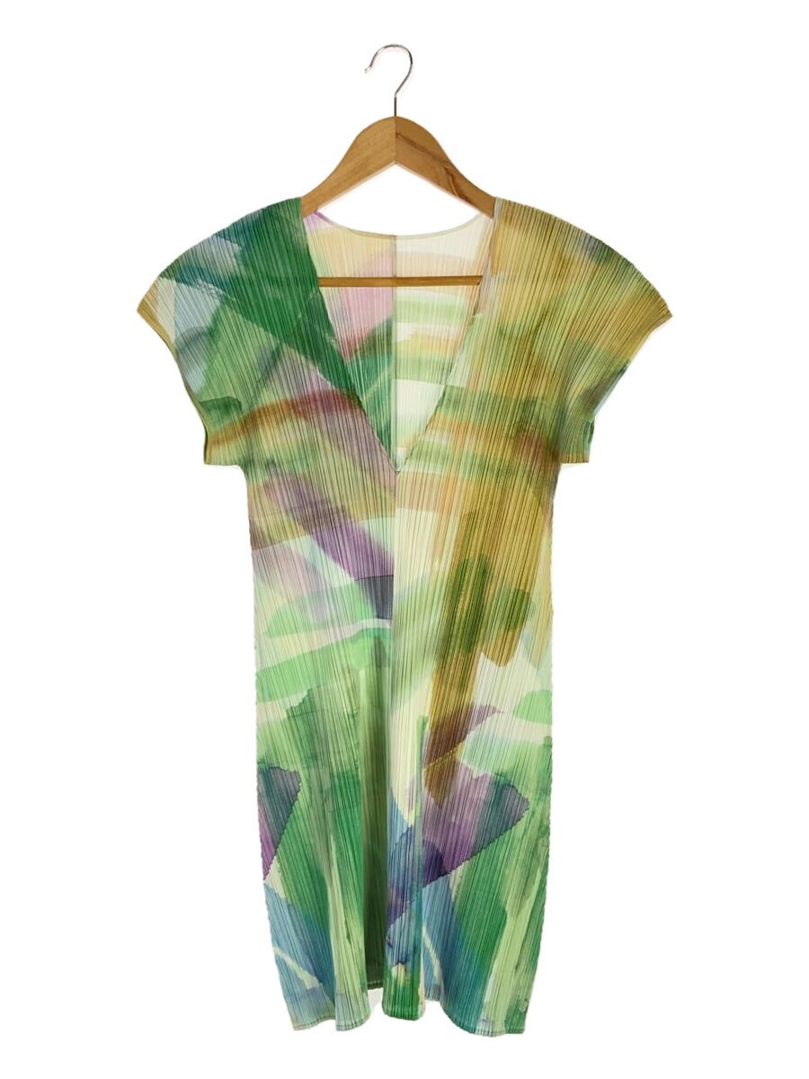 【中古】PLEATS PLEASE ISSEY MIYAKE◆ノースリーブ衣裳/3/ポリエステル/水彩画柄/PP01-JT688【レディース御召しもの】