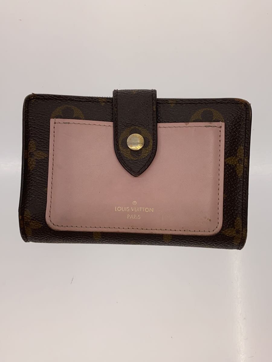 【中古】LOUIS VUITTON◆ポルト・フォイユ・ジュリエット_モノグラム・キャンバス_ローズバレリーヌ/PVC/BRW/総柄/レディ【服飾雑貨他】
