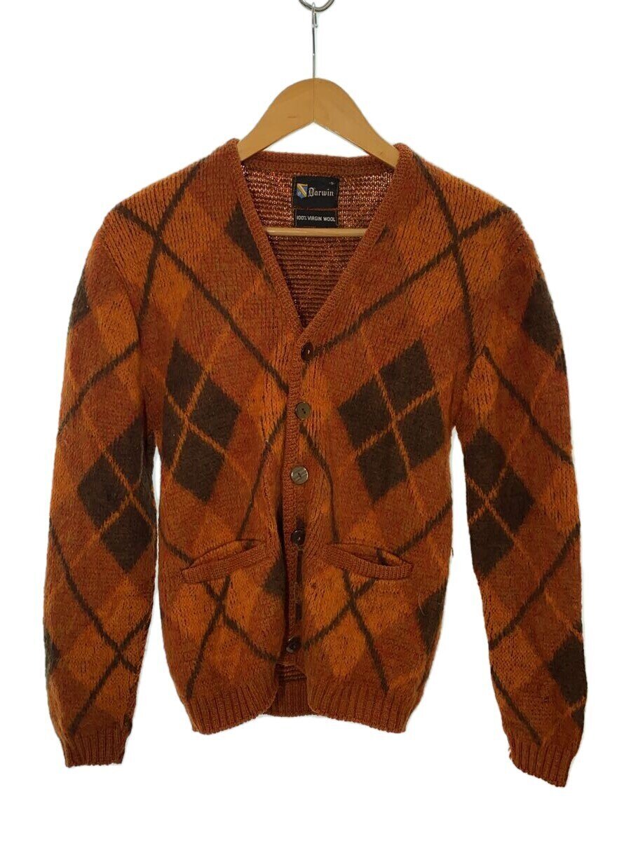 【中古】Darwin/70s/アーガイル柄/Vintage/ジレー(朦朦たる)/S/羊毛/オレンジ色/【メンズウェア】