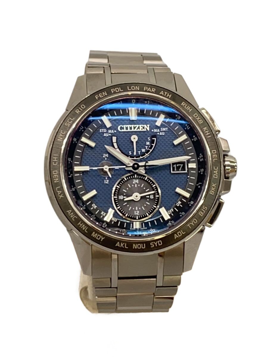 【中古】CITIZEN◆ソーラーウオッチ/アナログ/ステンレス鋼/NVY/SLV/H820-T021182【服飾雑貨他】