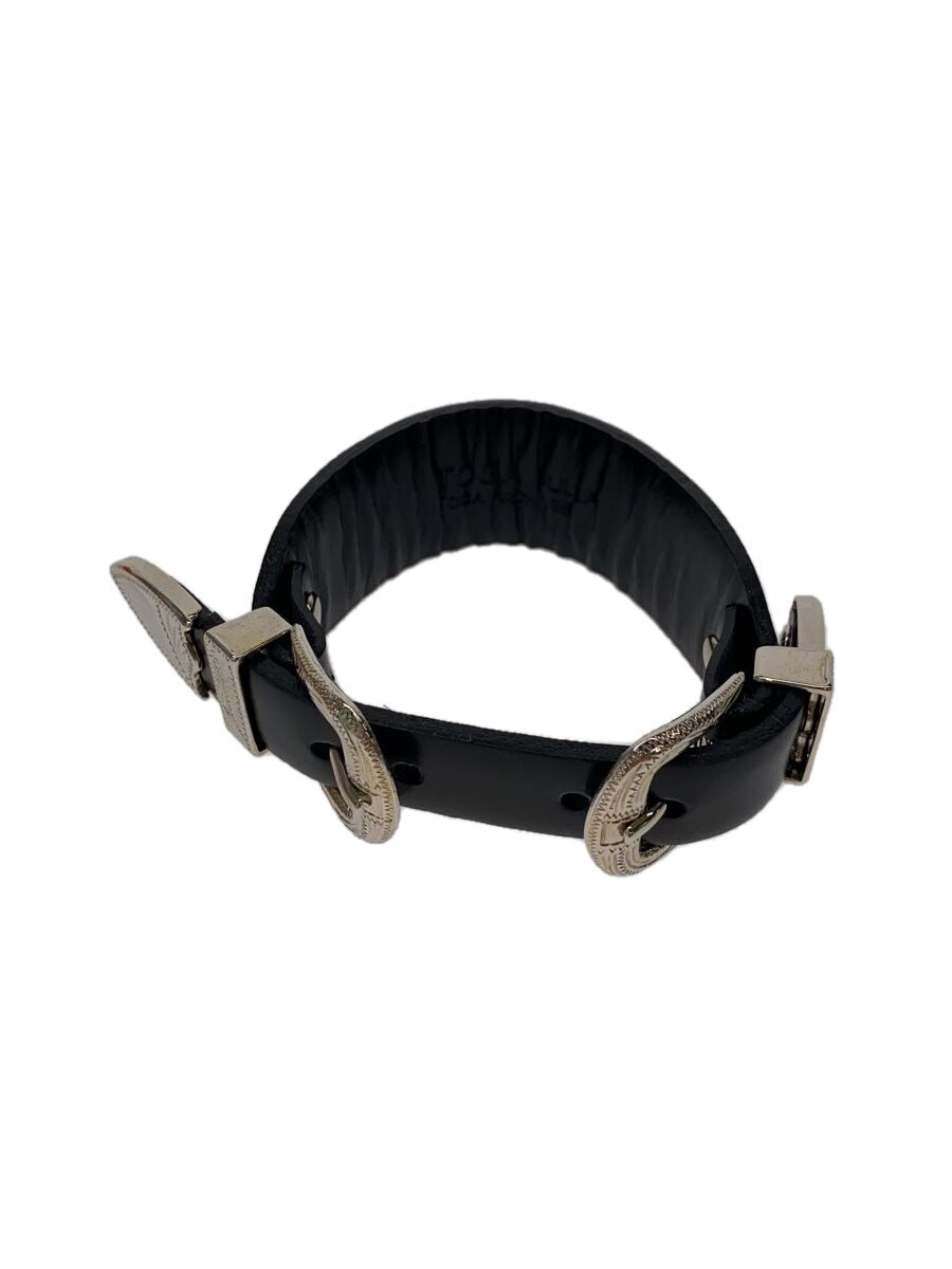 【中古】TOGA◆DOUBLE BUCKLE BANGLE/なめし革/BLK/メンズ【服飾雑貨他】