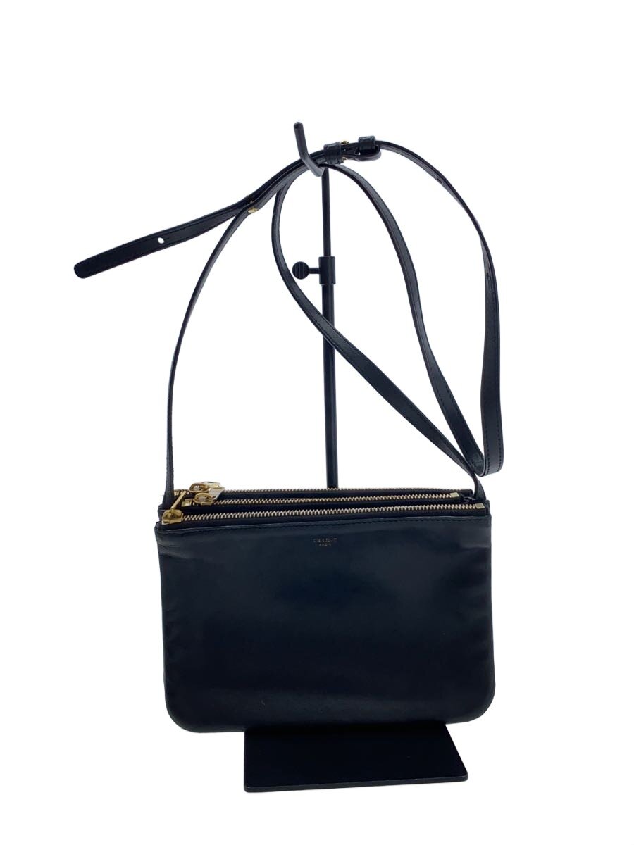 【中古】CELINE◆ショルダーバッグ/なめし革/BLK/無地/W・GA・3179【御徒面子】