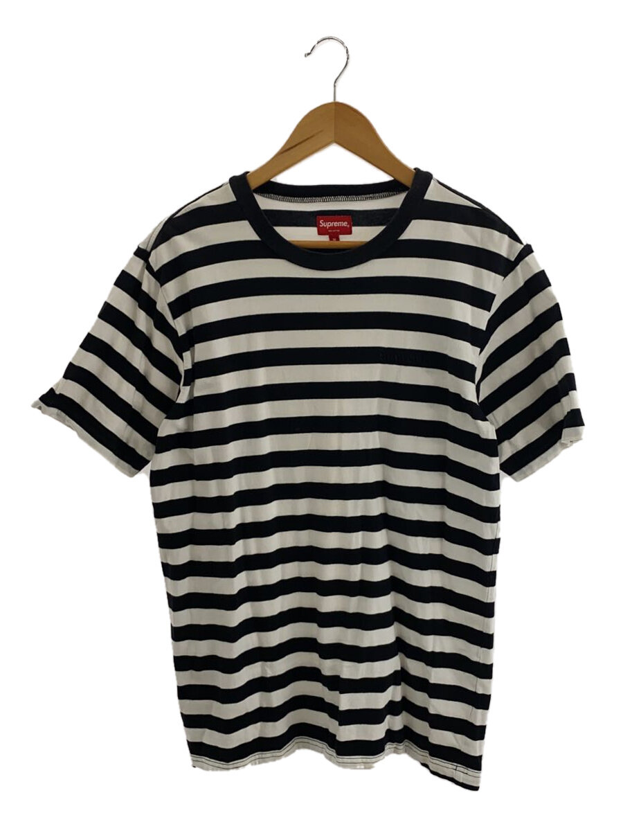 【中古】Supreme◆17SS/Bar Stripe Tee/プルオーバー/M/綿織物/WHT/間借り人//【メンズウェア】