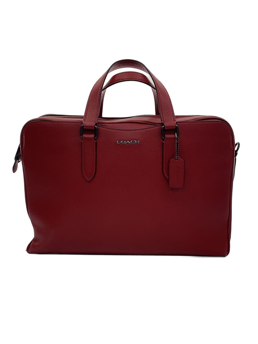 【中古】COACH◆グラハム・ストラクチャード・ブリーフ/なめし革/RED/無地【御徒面子】