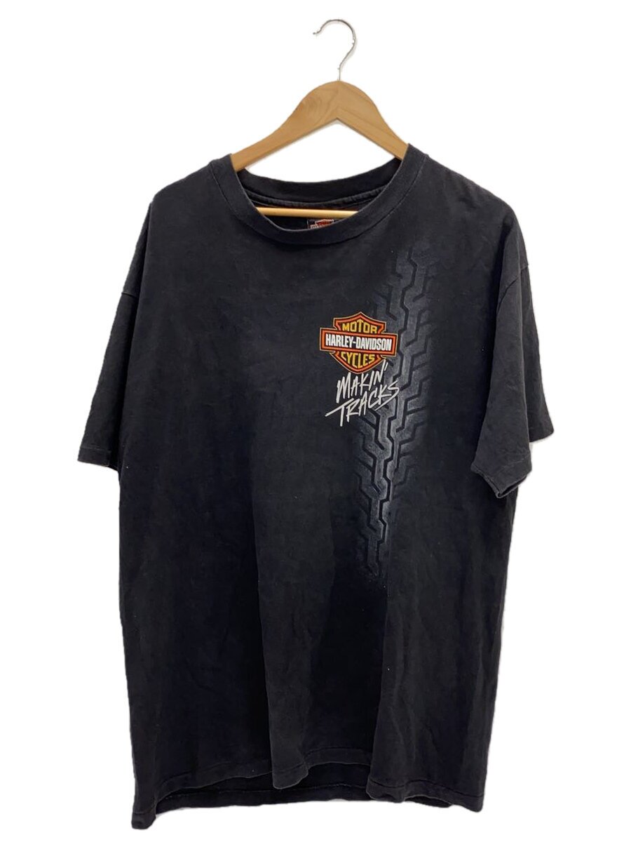 【中古】HARLEY DAVIDSON◆USA製/シングル編み目/50TH/BEEFY上半身/プルオーバー/XL/綿織物/BLK/刷り上げる【メンズウェア】