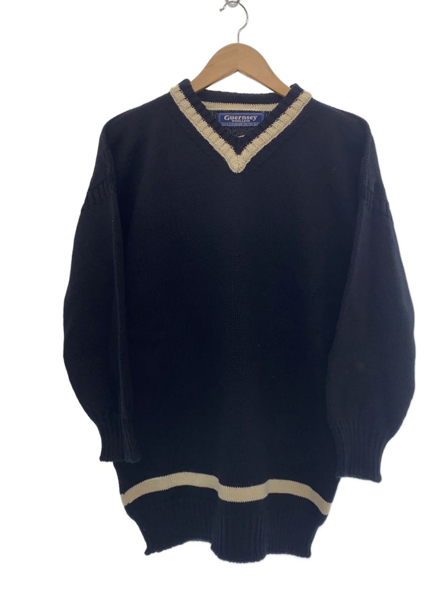 【中古】GUERNSEY WOOLLENS◆編み物・スウェーター(朦々たる)/42/羊毛/NVY//【レディースお召しもの】
