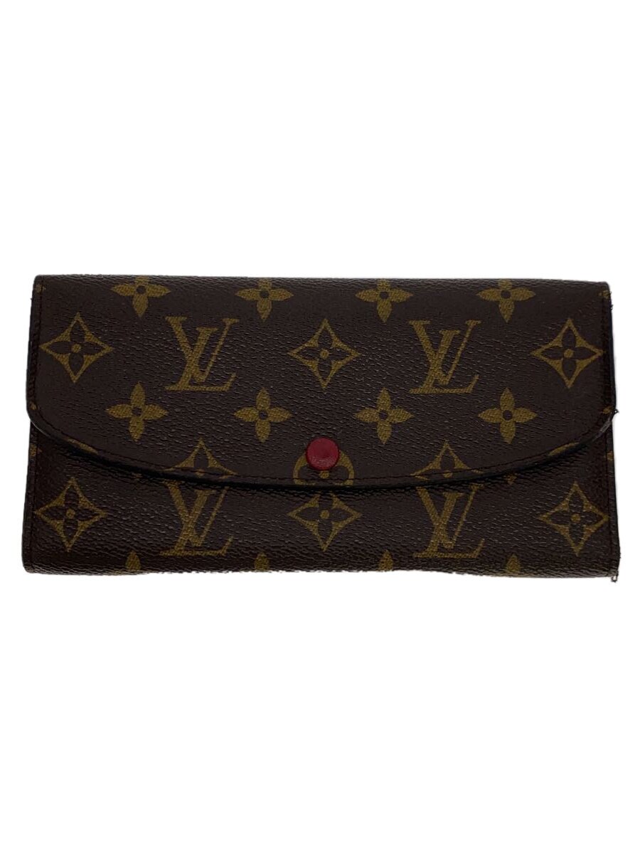 【中古】LOUIS VUITTON◆ポルト・フォイユ・エミリー_モノグラム・キャンバス_BRW_フューシャ/PVC/BRW/レディース【服飾雑貨他】