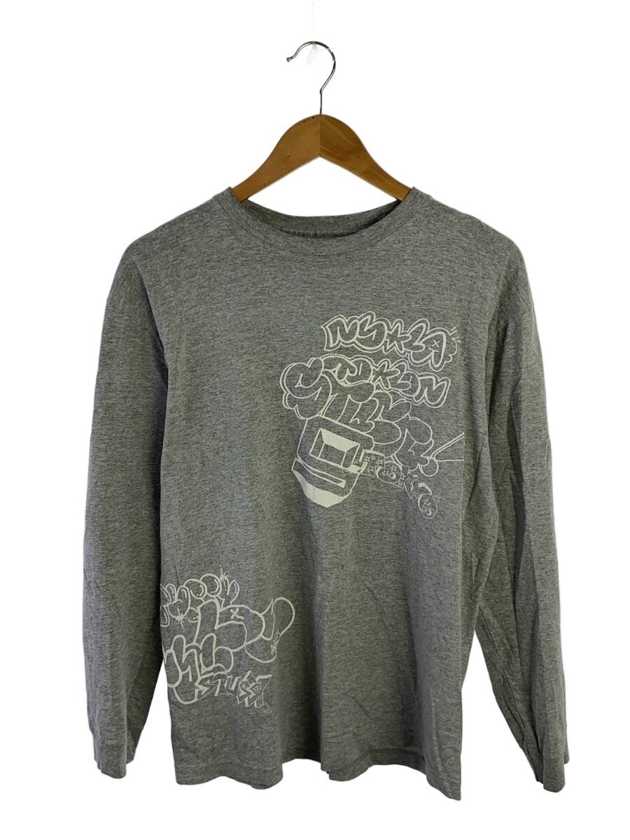 【中古】STUSSY◆長袖プルオーバー/M/綿織物/GRY/OLD/紺引き舟/グラフディ【メンズウェア】