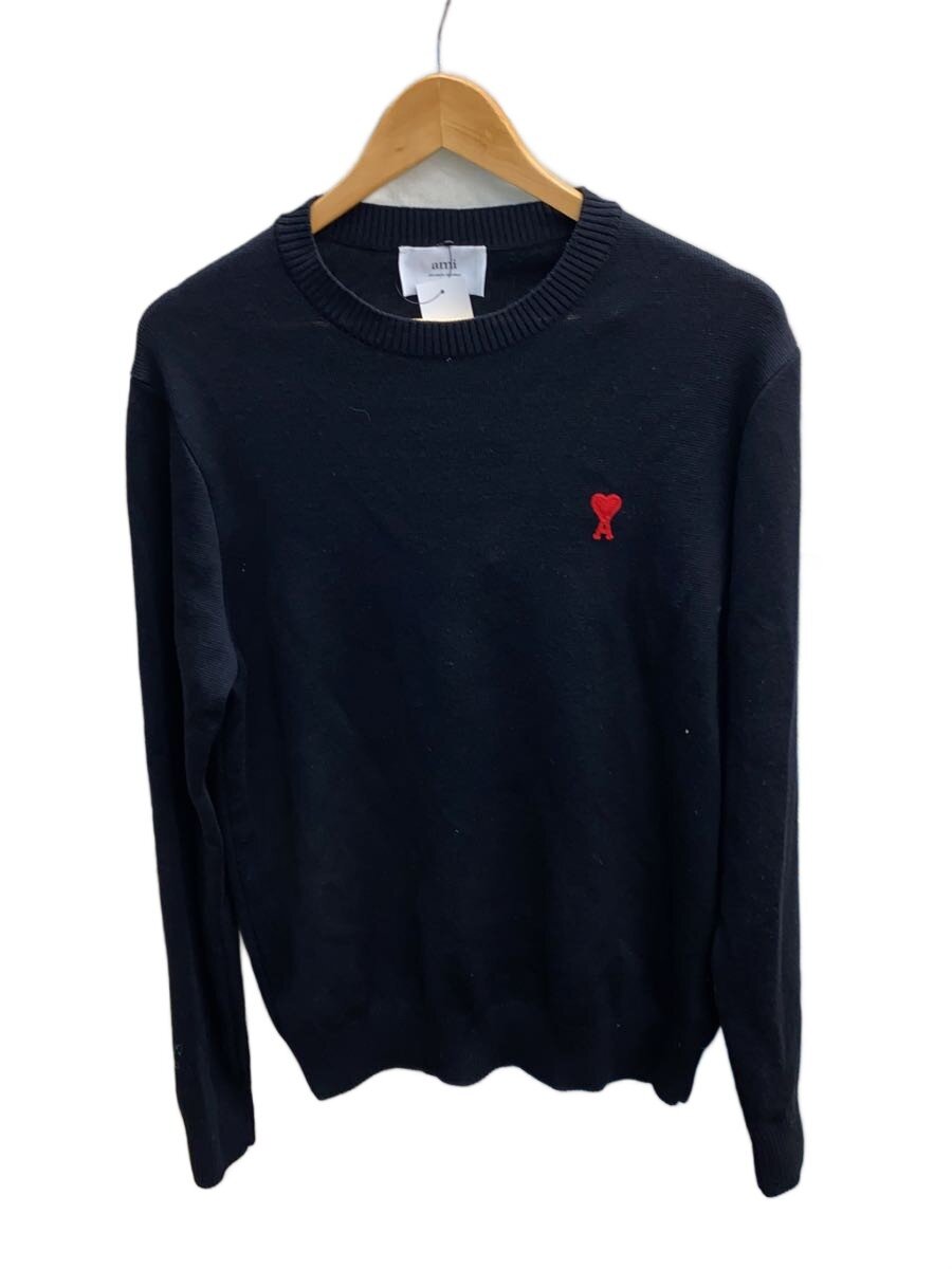 【中古】AMI Alexandre Mattiussi◆ハート型ロゴタイプ/編み物・スウェーター(朦々たる)/M/毛糸/BLK/BFHKS001.001【メンズウェア】