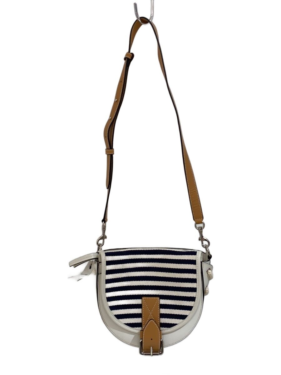 【中古】JW ANDERSON(J.W.ANDERSON)◆Bike leather crossbody bag/ショルダーバッグ/レザー/WHT/ボーダー【バッグ】|2nd STREET 店