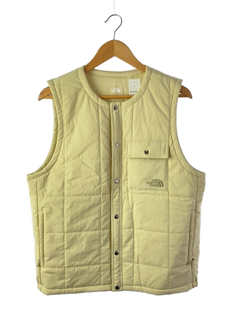 【中古】THE NORTH FACE◆MEADOW WARM VEST_メドウウォームベスト/M/ポリエステル/CRM/無地/向こう正面シミ有【メンズウェア】