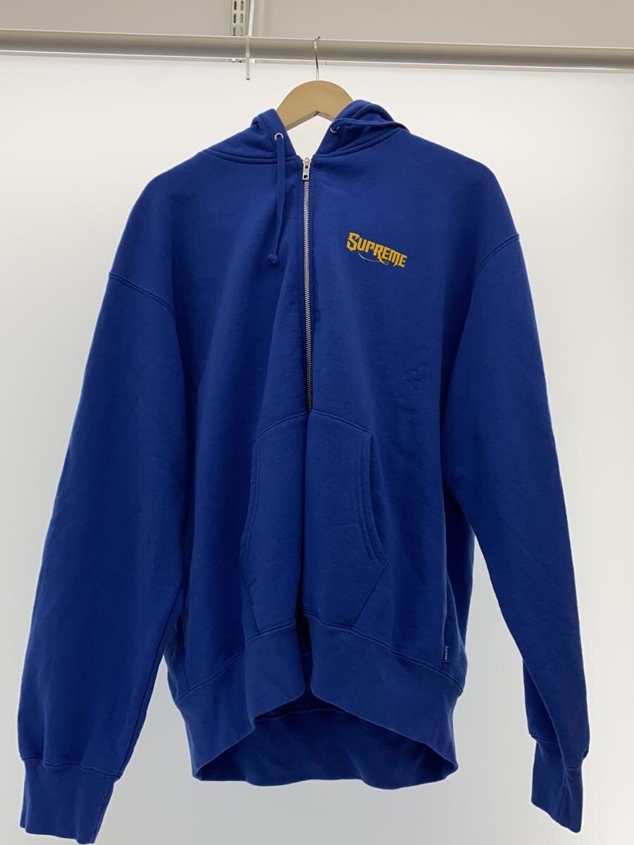 【中古】Supreme◆ジップパーカー/L/綿織物/裏起毛/BLU【メンズウェア】