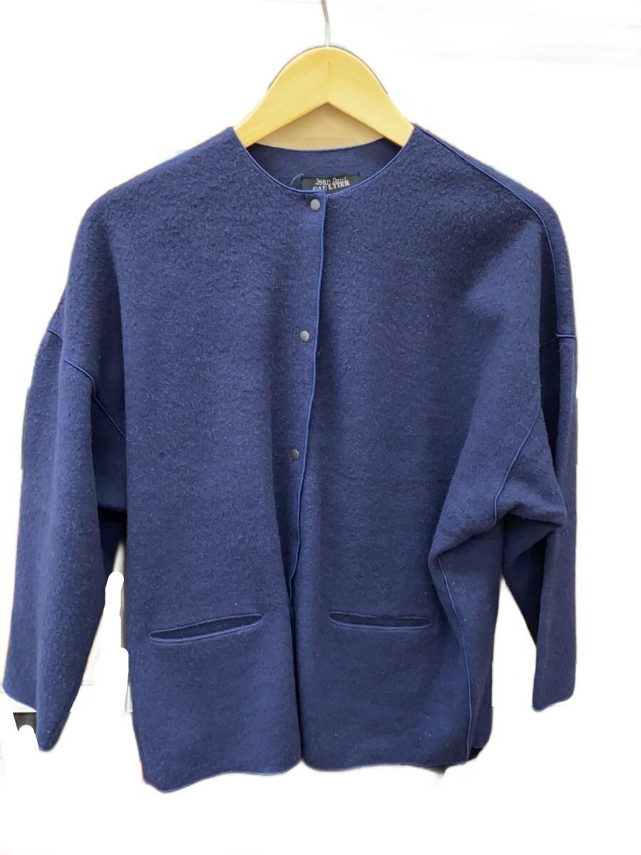 【中古】Jean Paul Gaultier◆ジレー(薄っぺら)/L/羊毛/NVY【メンズウェア】