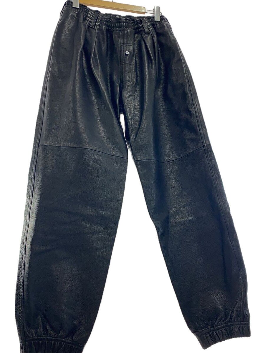 【中古】Willow Pants◆P-014 Leathe/2タックレザーイージーワイドジョガーパンツ/M/なめし革/BLK/無地【メンズウェア】