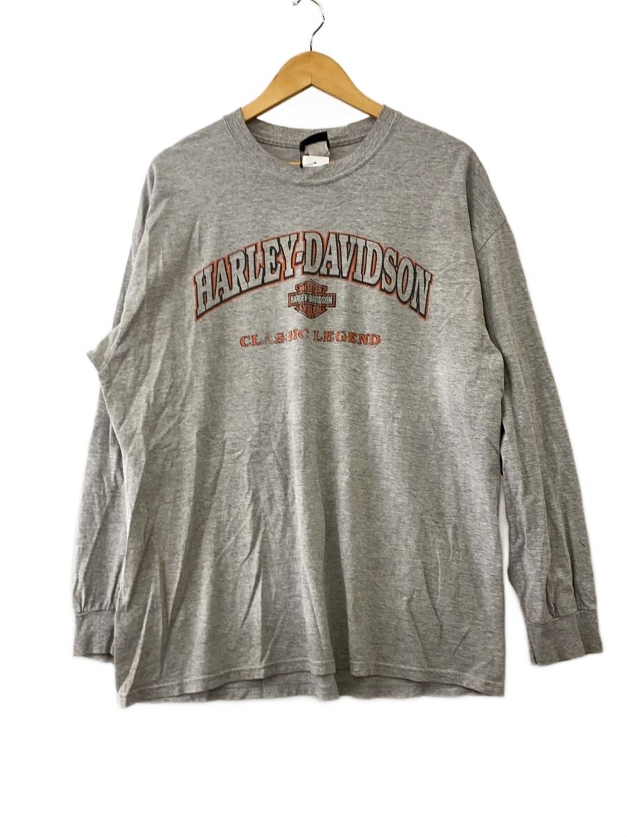 【中古】HARLEY DAVIDSON◆長袖ティーシャツ/--/--/GRY/刷り上げる/カウアイ島/? NULL ?【メンズウェア】