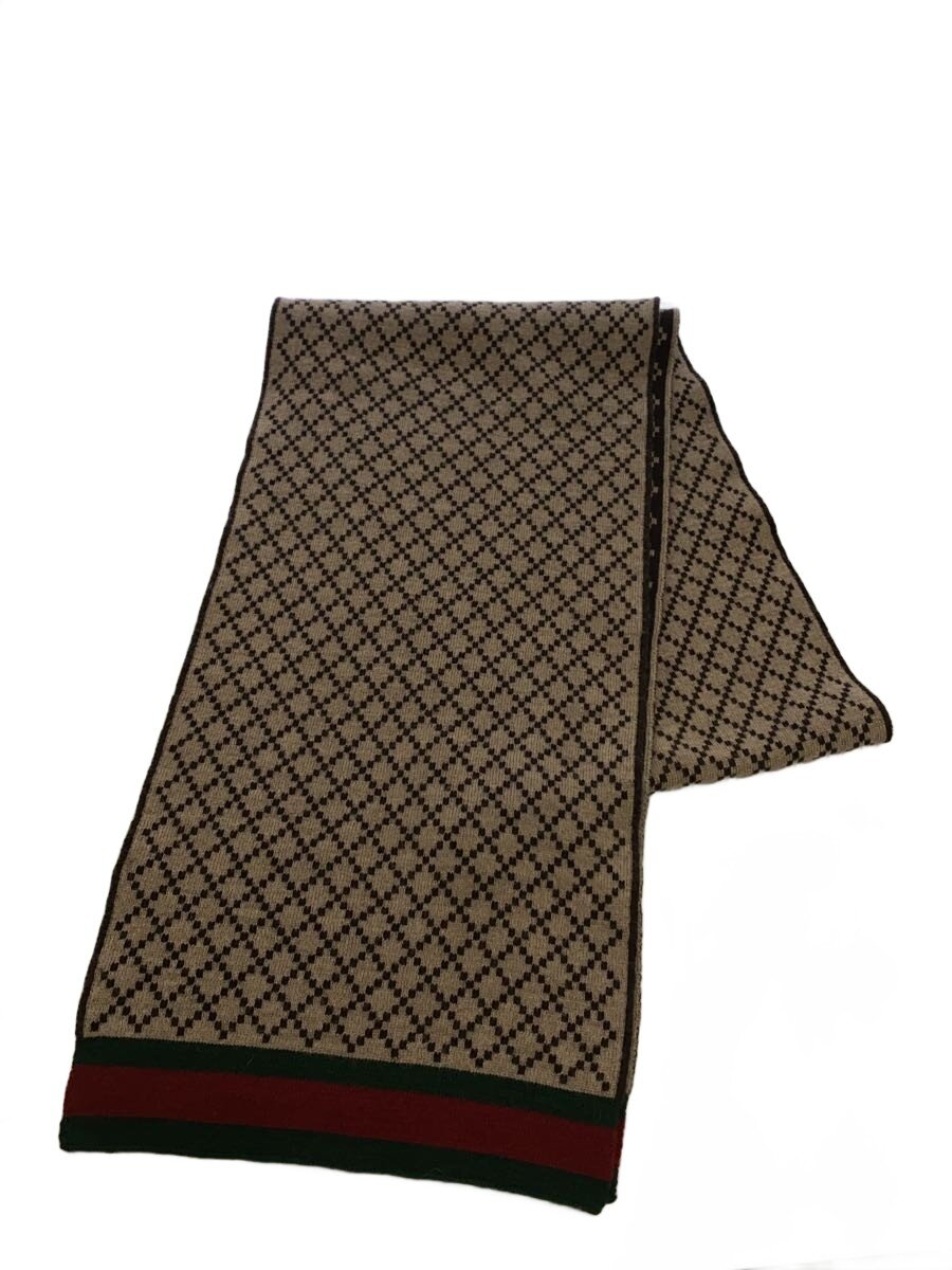 【中古】GUCCI◆えり巻き/羊毛/BRW/総柄/メンズ【服飾雑貨他】