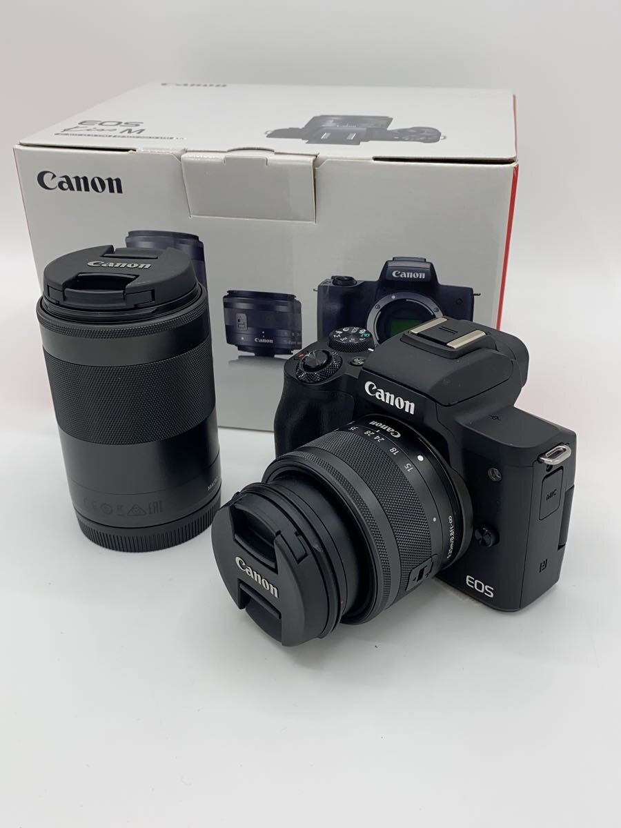 【中古】CANON◆デジタル一眼写真機 EOS Kiss M ダブルズームキット [黒いこと]//【写真機】