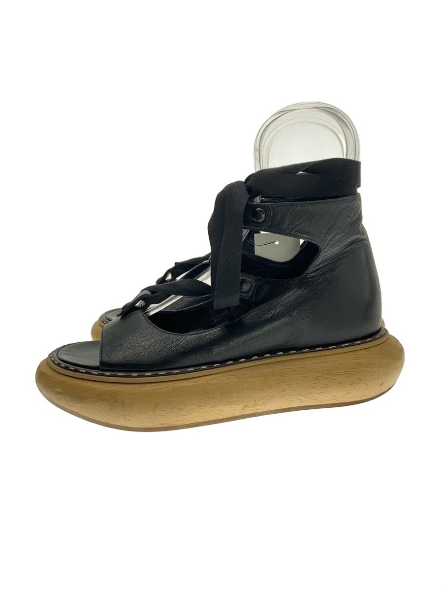 【中古】LOEWE◆サンダル/36/BLK/18AW/Wooden-sole leather sandals【シューズ】