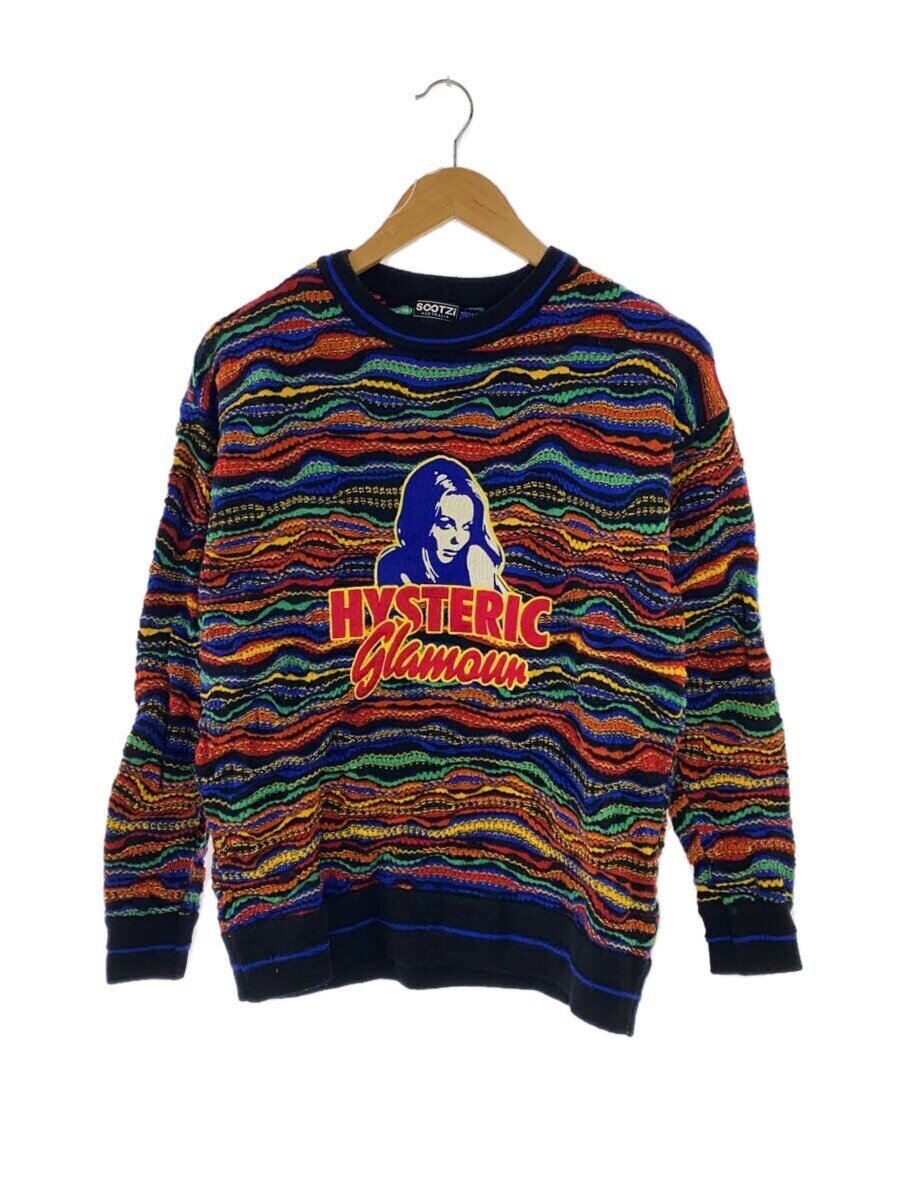 【中古】HYSTERIC GLAMOUR◆&times;SOOTZI/3D編みニット/ロゴ刺繍/FREE/ウール/マルチカラー/ボーダー/01183NS20【メンズウェア】｜2ｎｄ STREET 店
