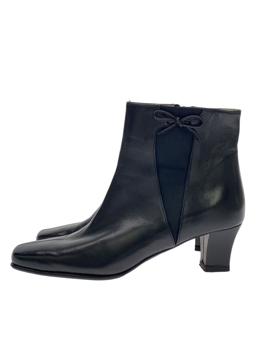 【中古】Salvatore Ferragamo◆側面シュロの葉/ブーツ/UK4.5/BLK/なめし革【シューズ】