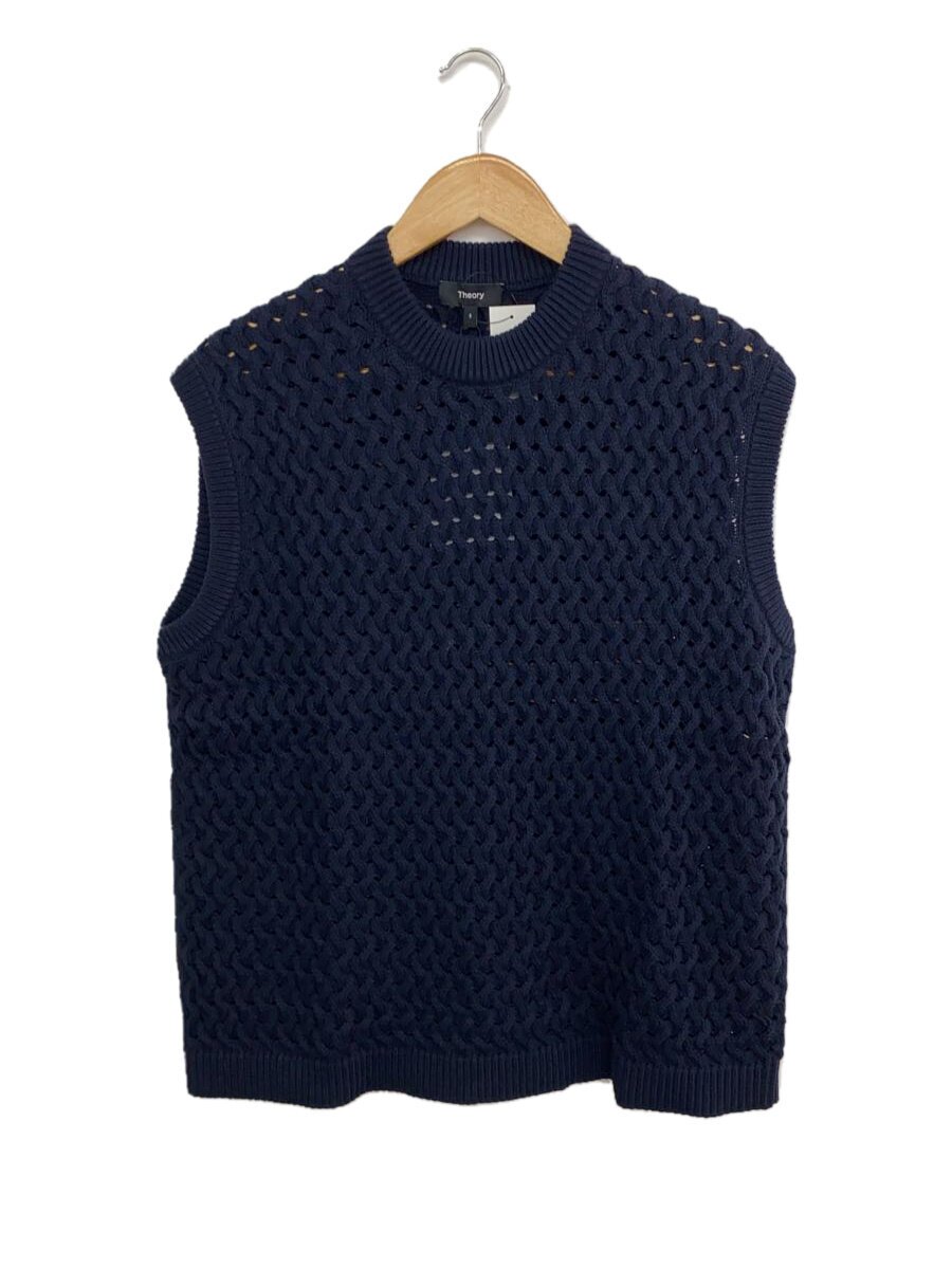 【中古】theory◆Rounded Cotton Cable Vest J/S/綿織物/NVY/01-5101710【レディースお召しもの】