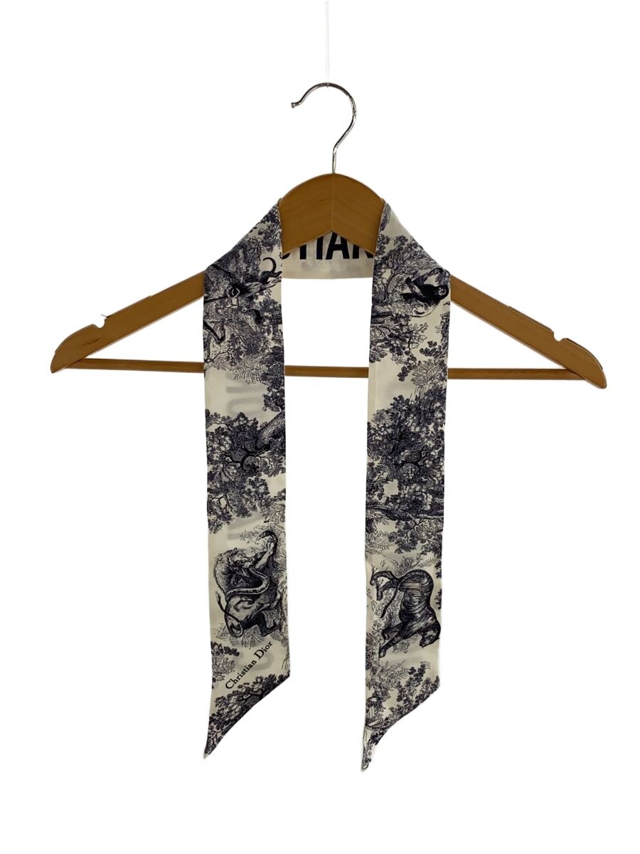 【中古】Christian Dior◆えり巻き/地絹/WHT/総柄/レディース【服飾雑貨他】