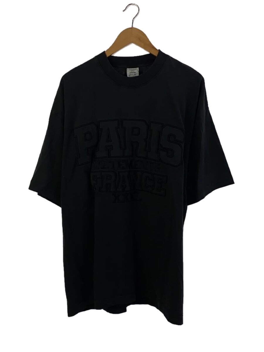 【中古】VETEMENTS◆XXXL PARIS LOGO T-SHIRT/プルオーバー/XS/WASHED BLACK/UE64TR370B【メンズウェア】
