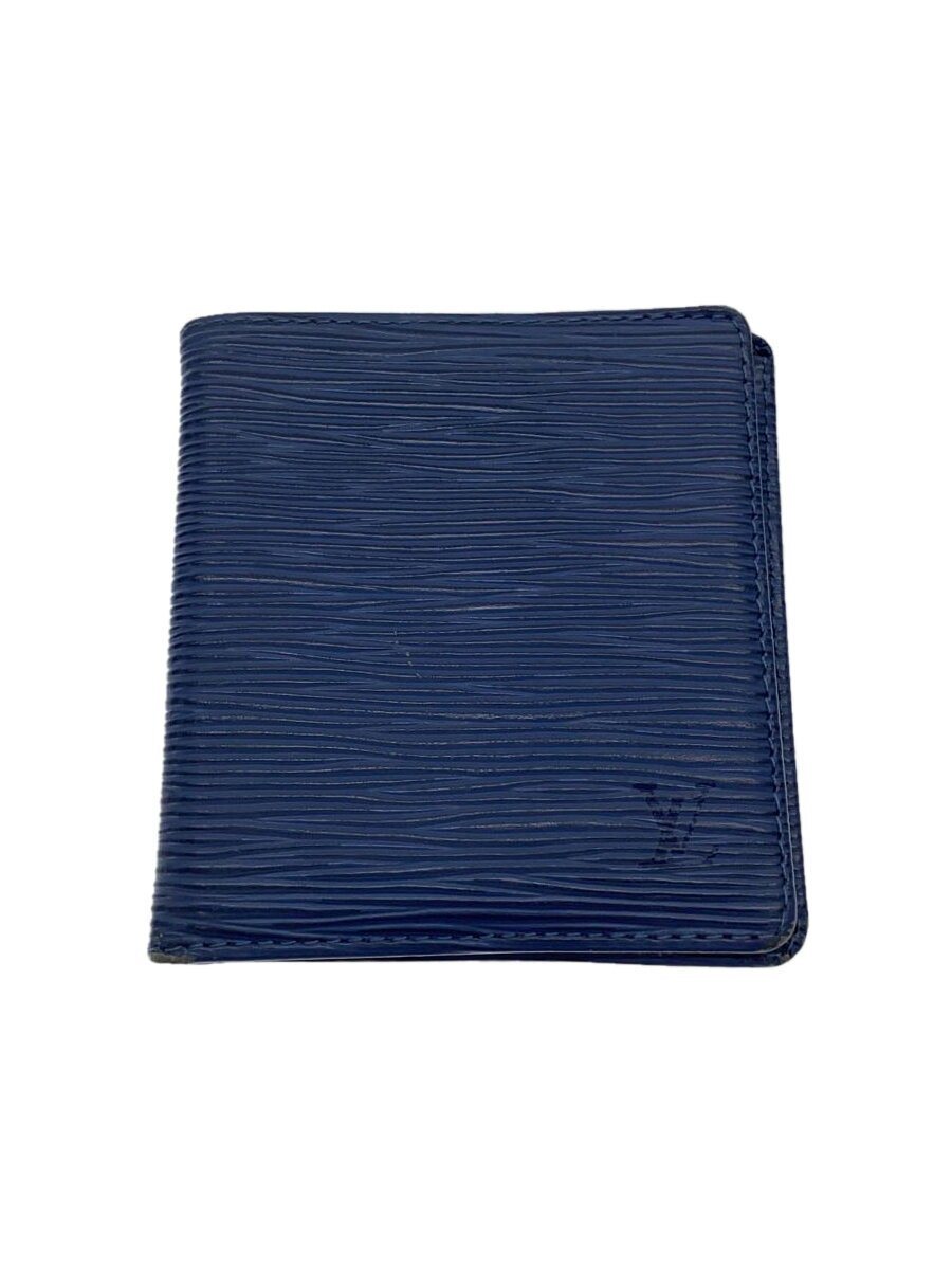 【中古】LOUIS VUITTON◆ポルト・ビエ・6カルト・クレディ_エピ/レザー/BLU/メンズ【服飾雑貨他】