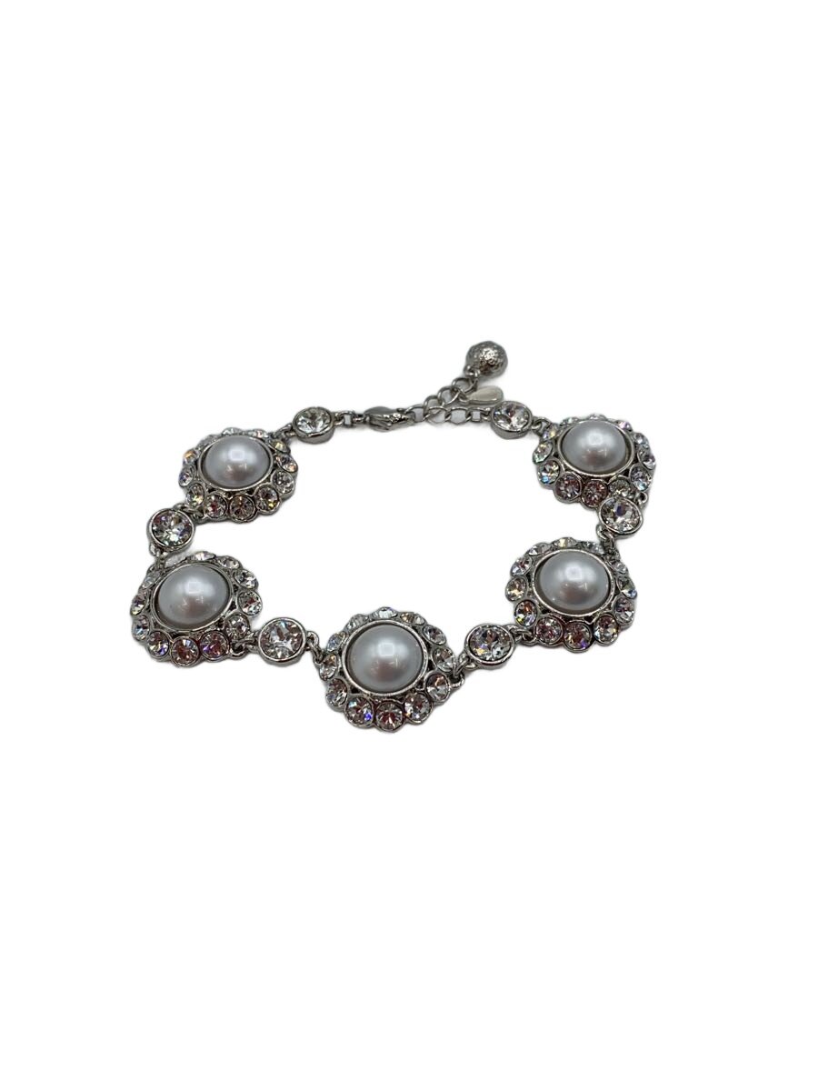 【中古】Rene◆Crystal and Pearl Bracelet/腕輪/SLV/レディース【服飾雑貨他】