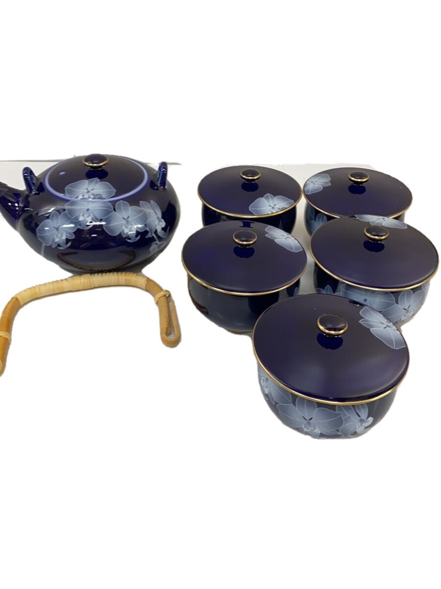 【中古】香蘭社◆ユリ/胡蝶蘭/茶器揃/6点セット/NVY/有田焼//【キッチン用品】