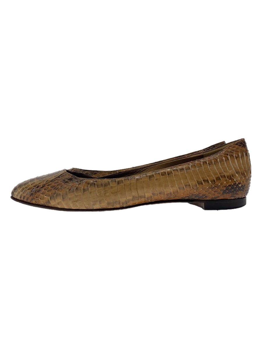 【中古】MANOLO BLAHNIK◆平ったいパンプス/37.5/BRW/なめし革【シューズ】