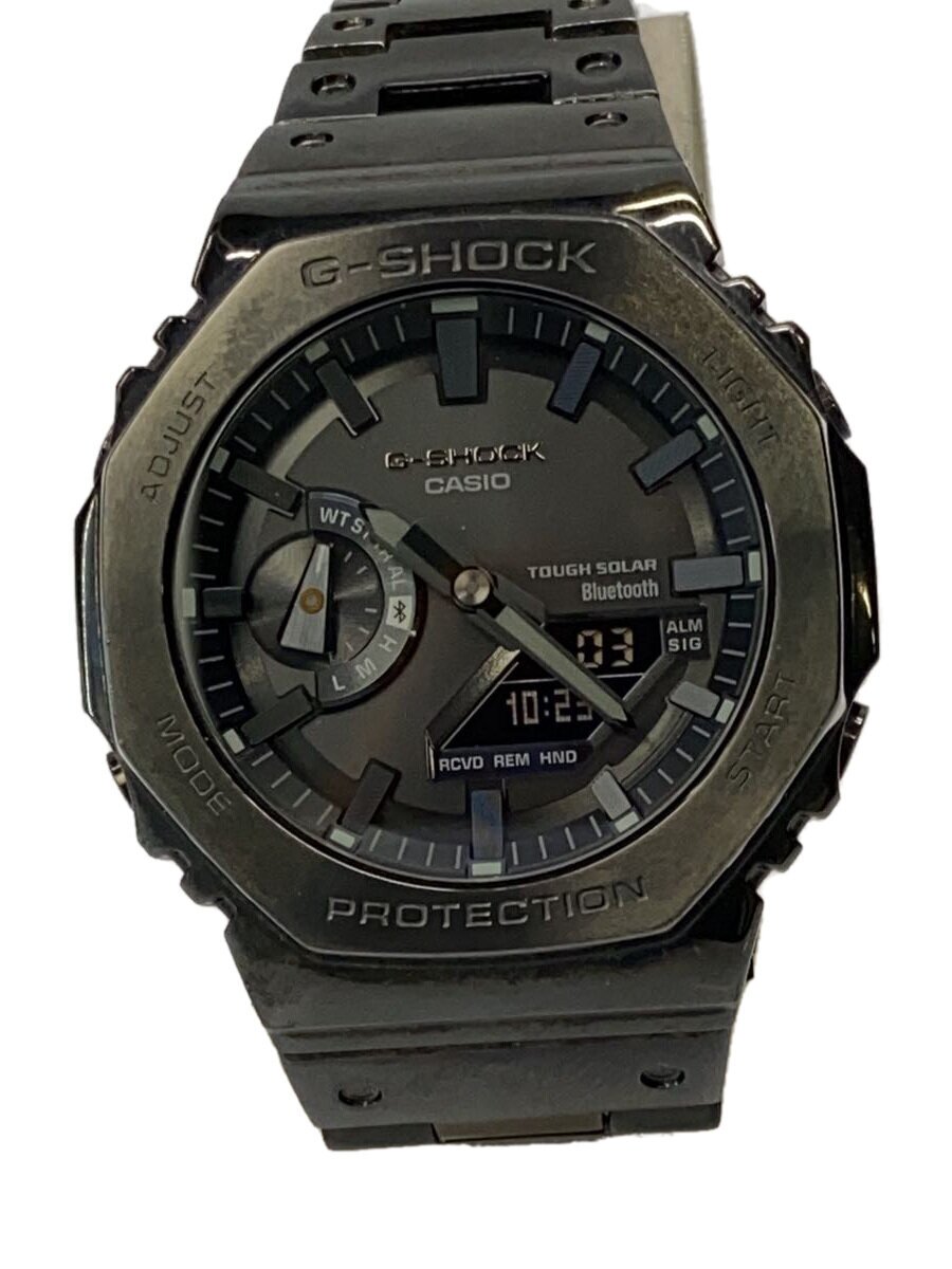 【中古】CASIO◆ソーラーウオッチ_G-SHOCK/デジアナ/ステンレス鋼/BLK/BLK/SS【服飾雑貨他】