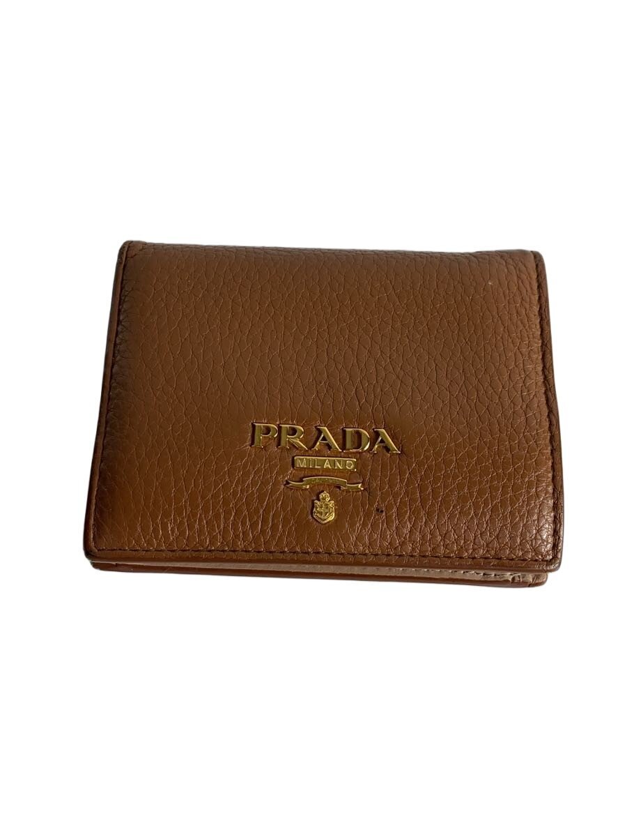 【中古】PRADA◆2つ折り紙入れ/なめし革/CML/レディース【服飾雑貨他】