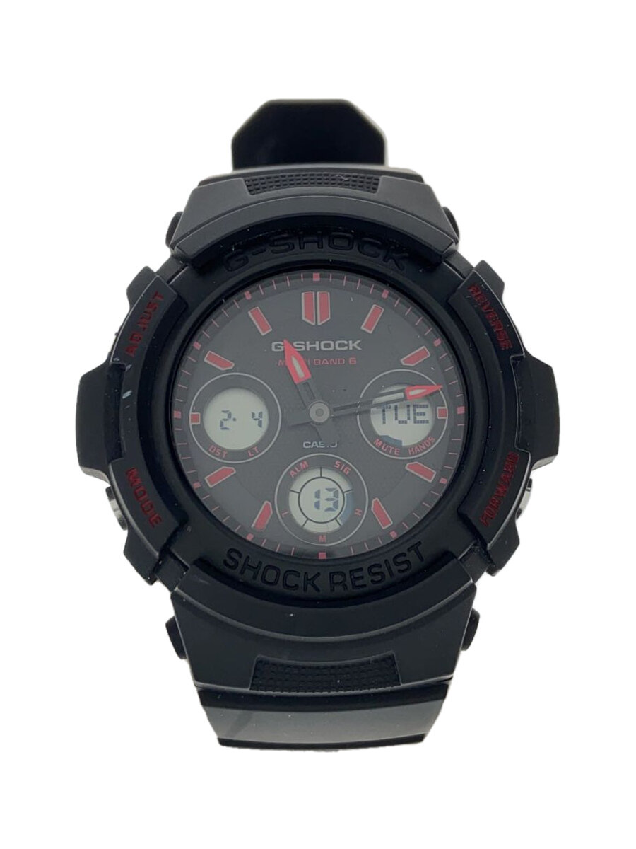 【中古】CASIO◆ソーラーウオッチ_G-SHOCK/デジアナ/天然ゴム/BLK/BLK【服飾雑貨他】