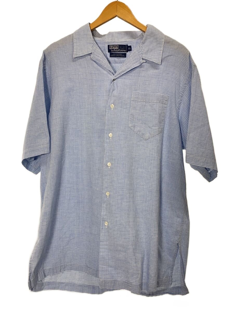 【中古】POLO RALPH LAUREN◆開襟プルオーバー/半袖プルオーバー/XL/綿織物/BLU/読み合わせる/? NULL ?【メンズウェア】