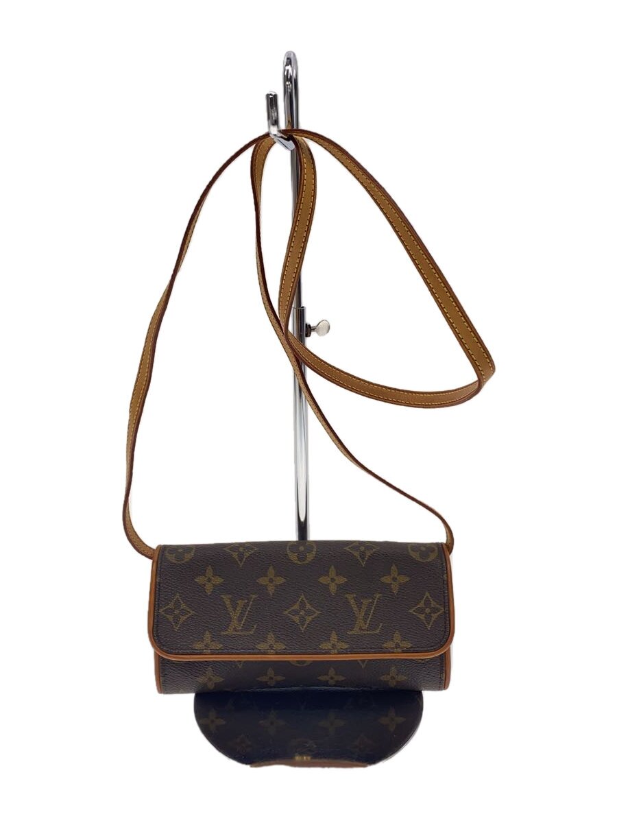 【中古】LOUIS VUITTON◆ポシェット・ツインPM_モノグラム・帆布_BRW/PVC/BRW/総柄【御徒面子】