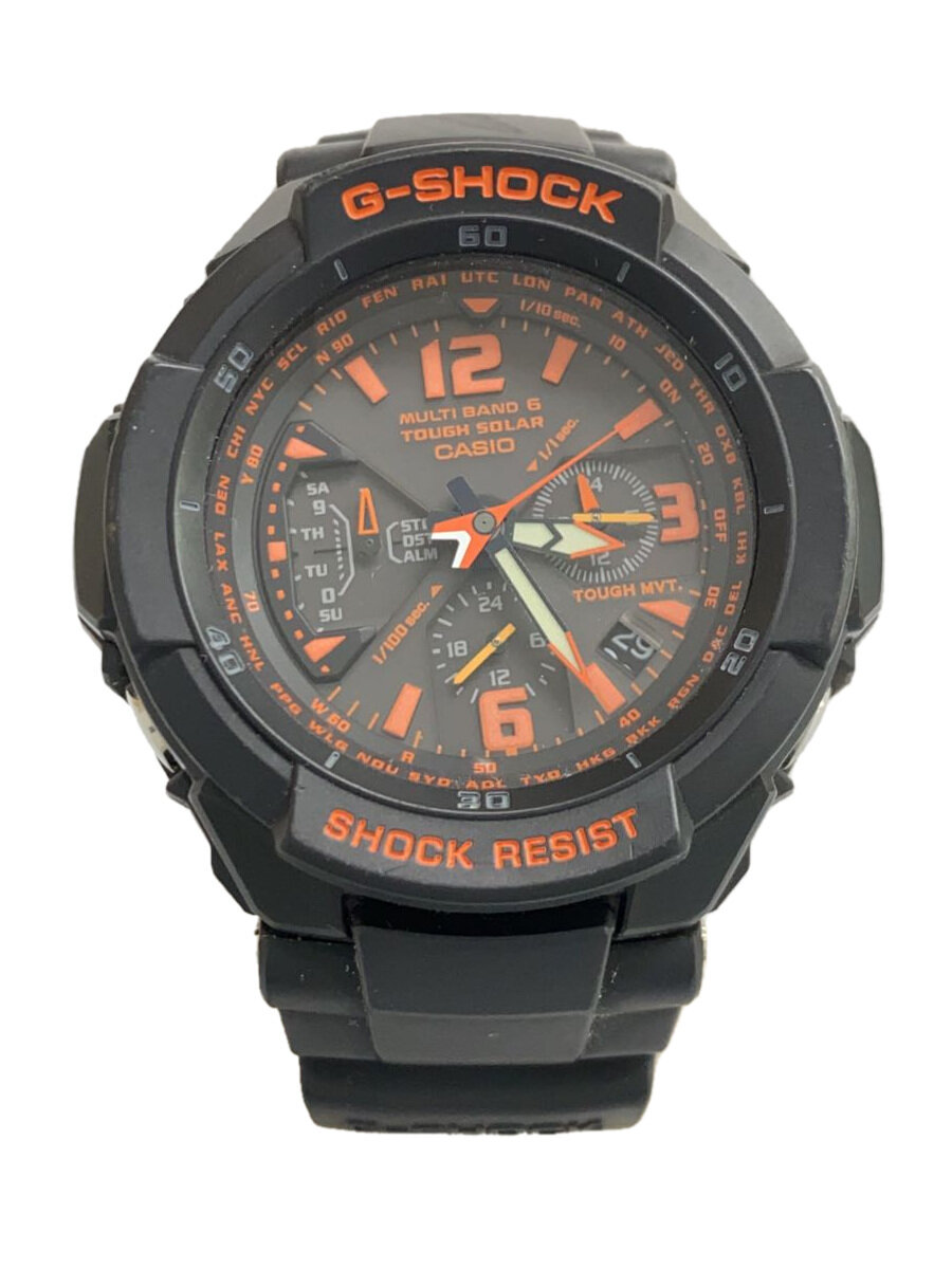 【中古】CASIO◆ソーラーウオッチ・G-SHOCK/アナログ/BLK//【服飾雑貨他】