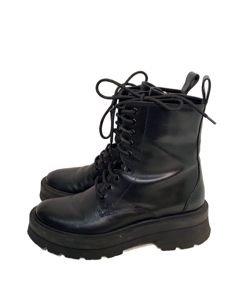 【中古】HUGO BOSS◆Denory/サイドジップ/レースアップブーツ/38/BLK/なめし革/50462200【シューズ】