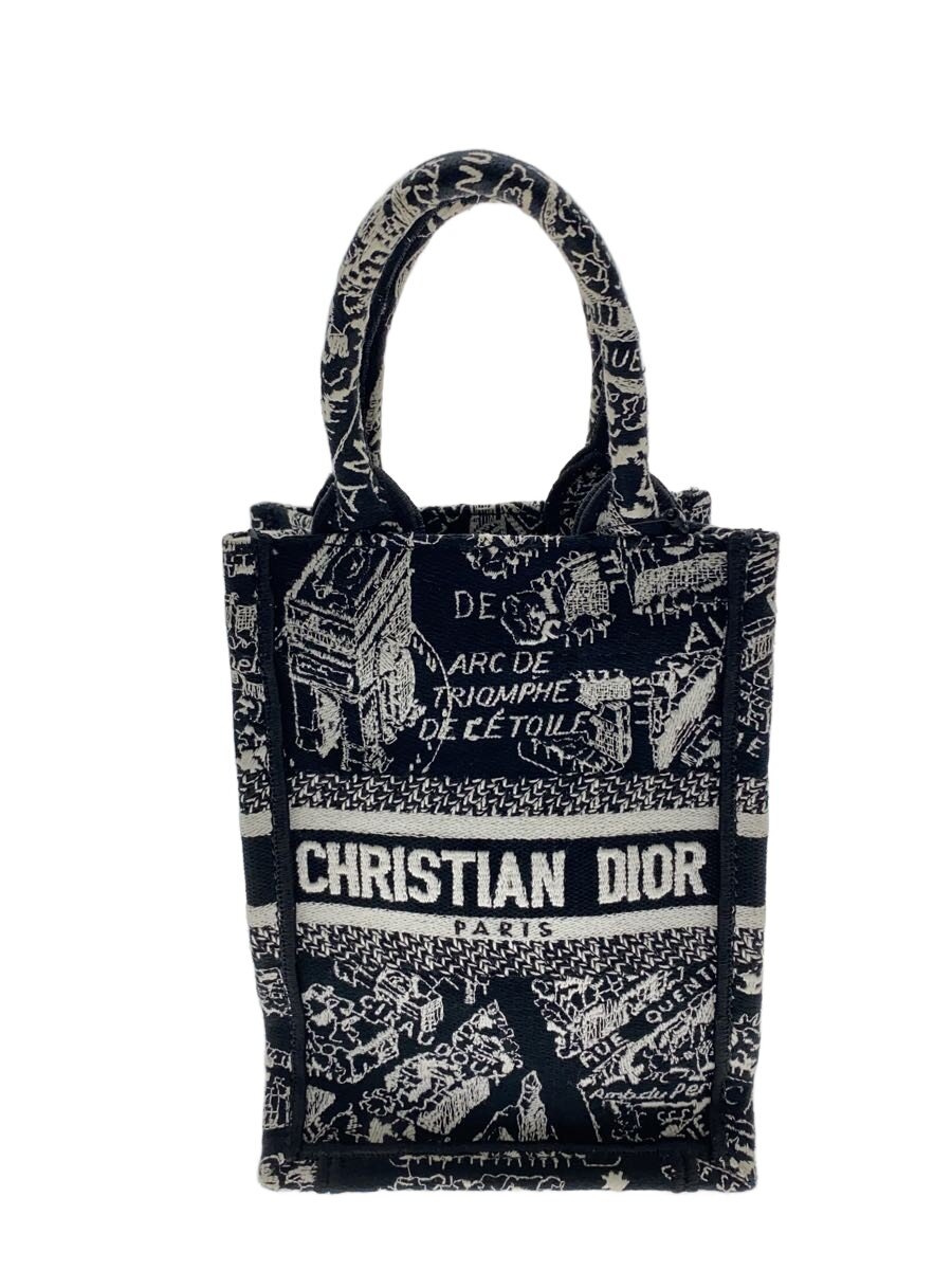 【中古】Christian Dior◆ブックトートミニフォンハショルダーバッグ/帆布/黒いこと【御徒面子】