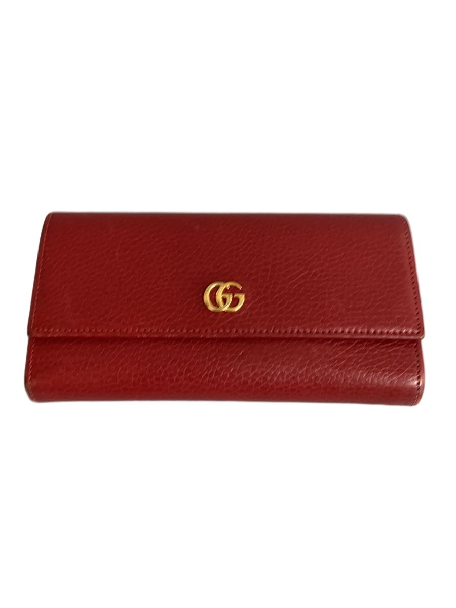 【中古】GUCCI◆長紙入れ_GGマーモント/なめし革/RED/レディース【服飾雑貨他】