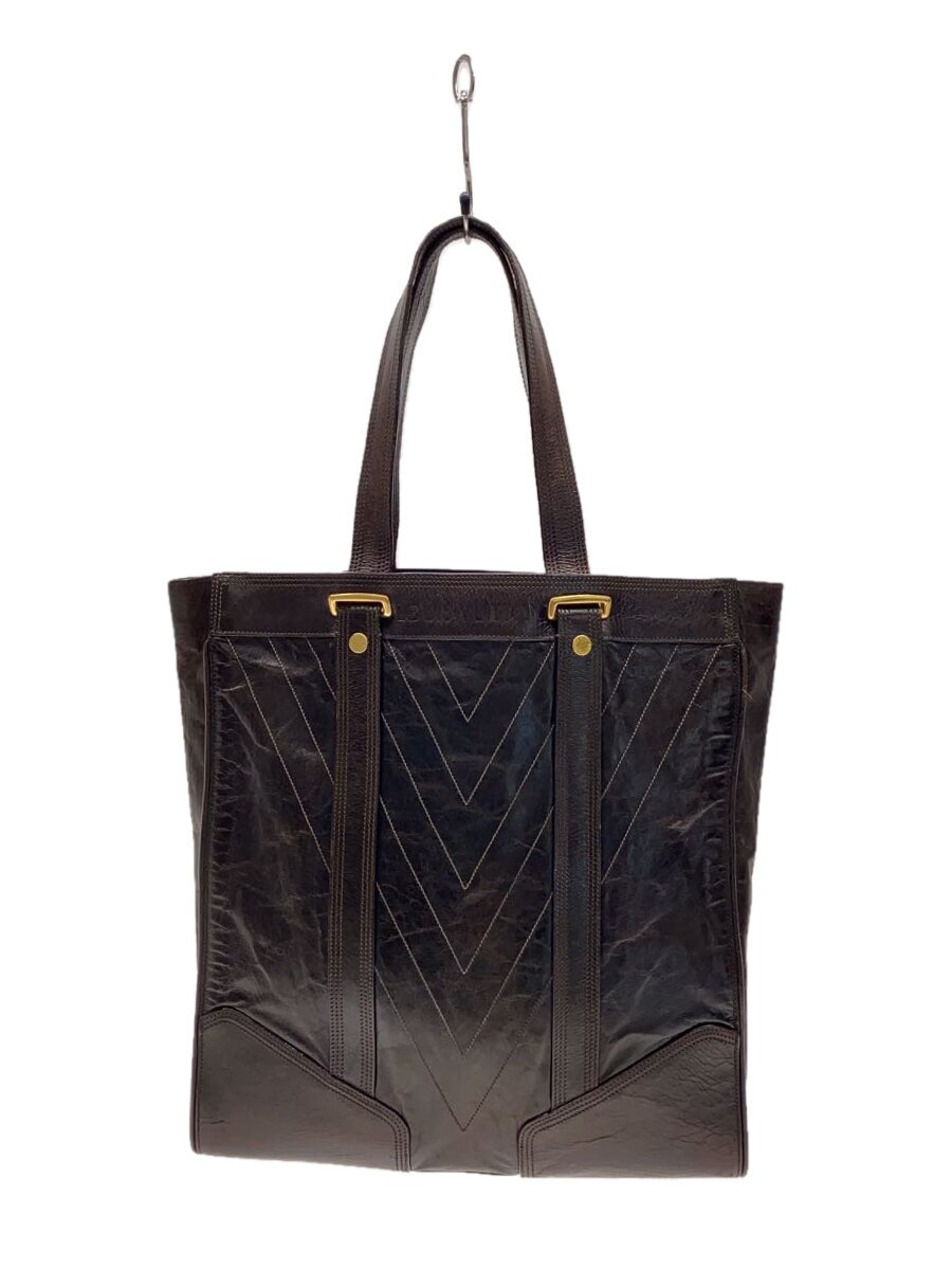 【中古】LOUIS VUITTON◆サック・プラ_キュイール・ソアナ_BLK/なめし革/BRW【御徒面子】