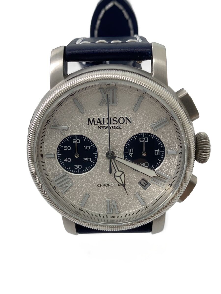 【中古】MADISON/ウオッチ/アナログ/なめし革/SLV/NVY/MA011009【服飾雑貨他】