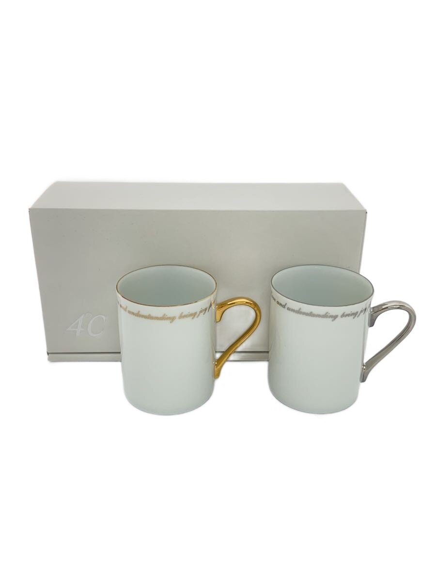 【中古】4℃◆マグカップ/2点セット/WHT/メッセージ【キッチン用品】