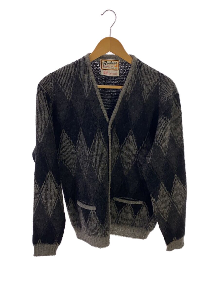 【中古】Vintage/60s/金剛石柄/アルパカシャギーカーディガン/SIZE:L/羊毛/BLK/総柄【メンズウェア】