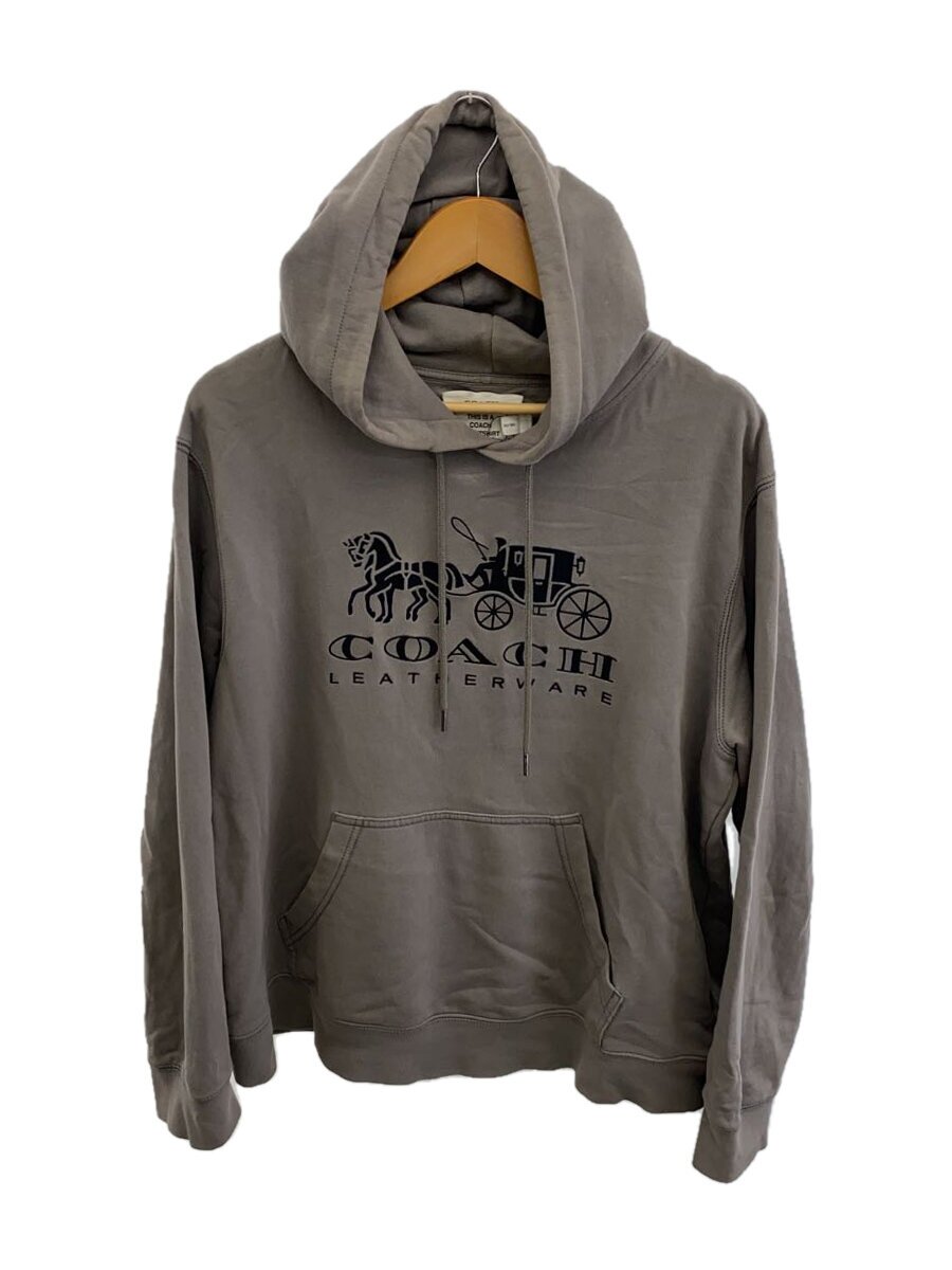 【中古】COACH◆パーカー/L/綿織物/GRY/首回り汚れ有/下分け取り汚れた状態有【メンズウェア】