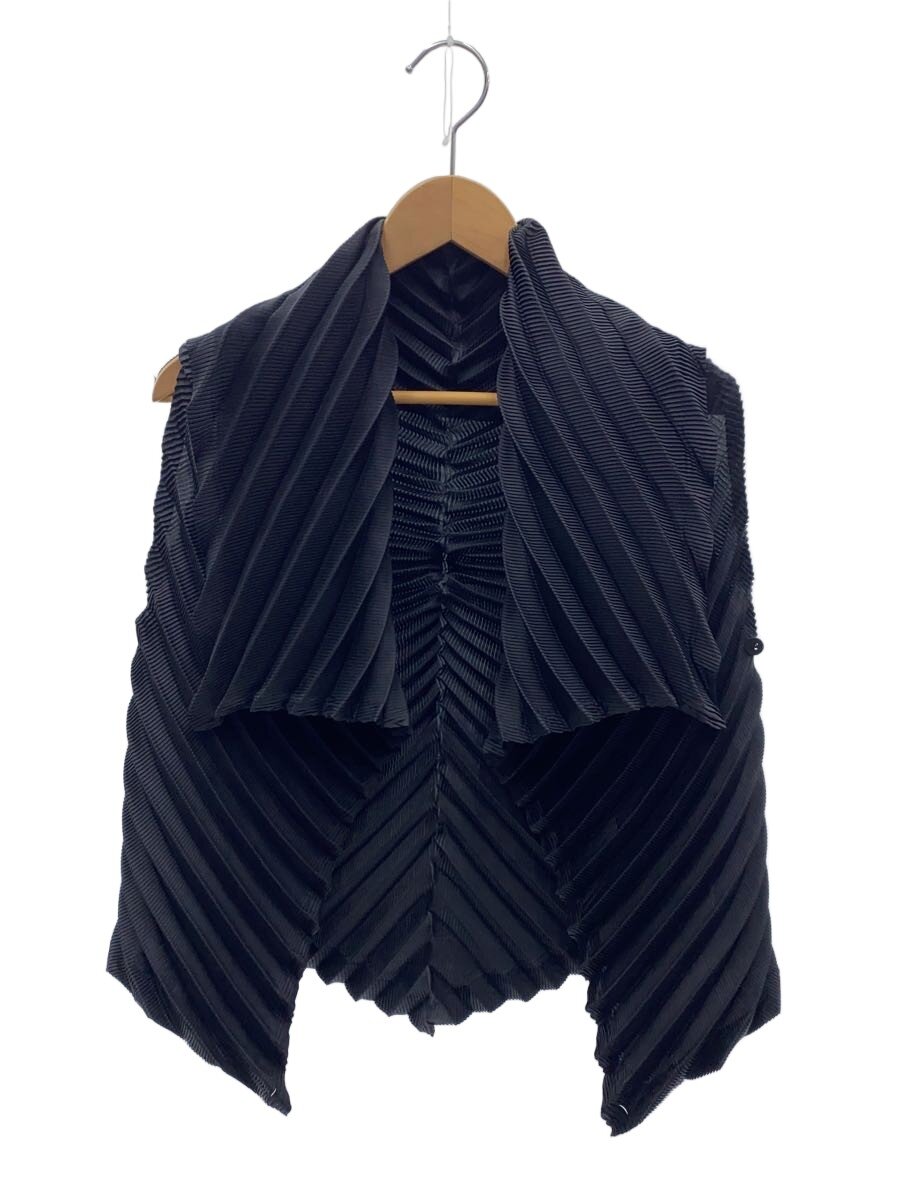 【中古】ISSEY MIYAKE◆ジレー(薄っぺら)/2/ポリエステル/BLK/IM03FE733【レディース御召しもの】
