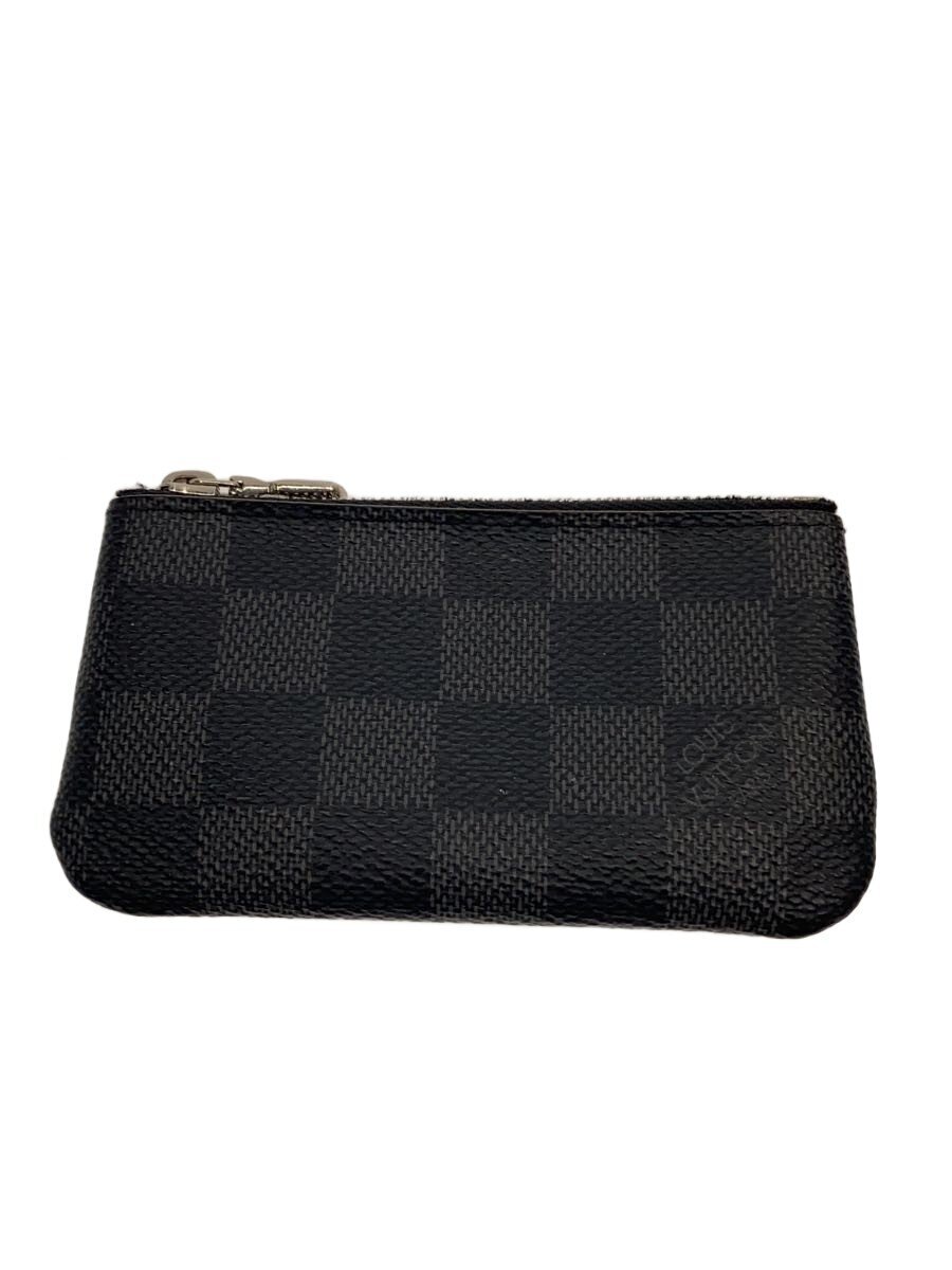 【中古】LOUIS VUITTON◆ポシェット・クレ_ダミエ・グラフィット/帆布/BLK/メンズ【服飾雑貨他】